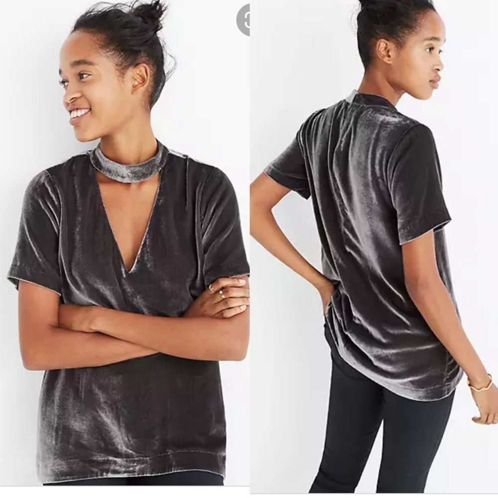 NWT Madewell Velvet Choker Blouse
